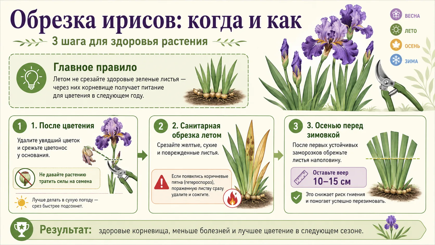 Июльские работы в цветнике: обрезка отцветших многолетников и деление ирисов
